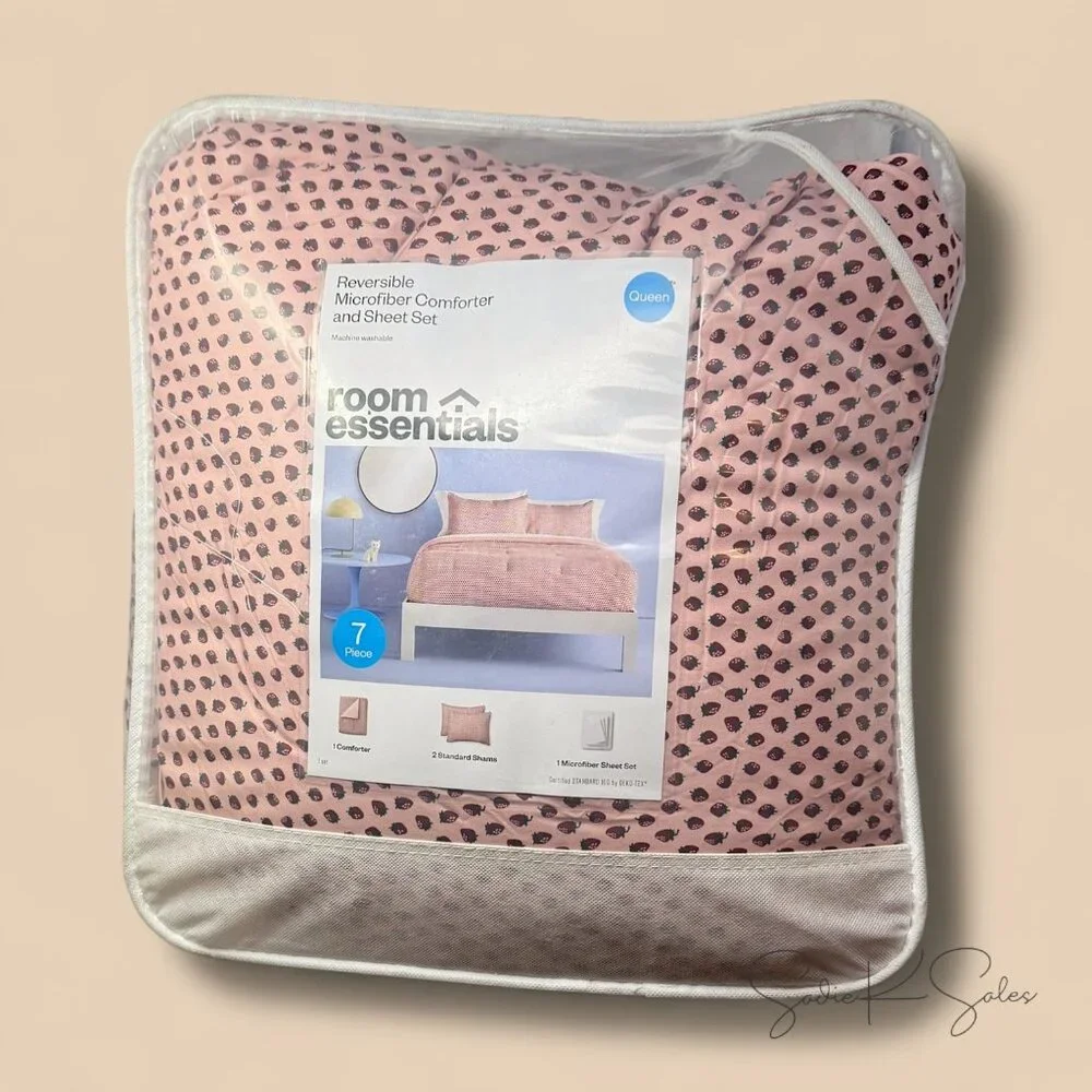 7pc Queen Strawberry Print Comforter & Sheet Set - Room Essentials - Target 2023